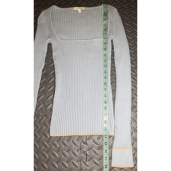 Favorite Daughter Baby Blue Long Sleeve 85%Cotton Square Neck Women's TOP XS - Picture 8 of 11